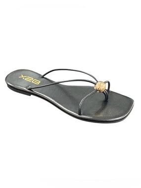 X2B Black Women's Thong Sandal with Gold Accent